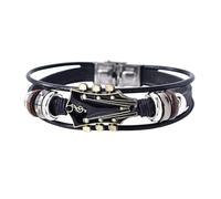 Rock Style Guitar Bracelet for Men - Cool Multilayer Handmade Handmade Bracelet with Guitar Charm | Stylish Fashion Jewelry Wrist Accessory for Music Lovers, Musicians, Outfits, Se référer au