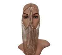 Rock Styles Tassels Chain Face Veil Rhinestones Metal Head Jewelry Cosplay Headpiece Decoration For