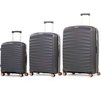 Rock Sunwave Set of 3 Expandable Hard Shell Suitcases in Charcoal - Built for Adventure, 360 Swivel-Wheels, Telescopic Handle, Impact-Resistant Material & TSA Combination Lock - Small, Medium & Large
