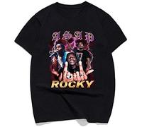 Rock T Shirt ASAP Rocky Mens Cool T-Shirt 100% Cotton Black Top Men Street Wear Playeras De Shorts Clothing Oneck Camisas Hombre