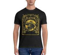 Rock T Shirt for Men Pure Cotton Novelty T-Shirts O Neck Clutch Band Tees Short Sleeve Clothing Summer Black