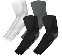 ROCK TAKIN UV Sun Protection Arm Sleeves for Men Women, UPF 50+ Cooling Sun Sleeves to Cover Arms Sports Compression Covers for Golf Baseball Football Work Running Cycling Driving - 4 Pairs