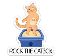 Rock The Catbox Cat Sticker Decal Casbah Parody 4" x 4" Funny Gag Gift Laptop Waterbottle