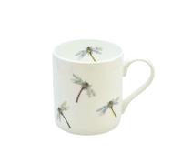 ROCK THE HOME Dragonflies Small 10 fl oz, 295 ml Straight Sided Mug, White Fine English Bone China Cup, Made & Hand Decorated in England, Dishwasher & Microwave Safe, for Coffee Tea Latte Americano