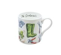 ROCK THE HOME Gardening Straight Sided Mug - White Fine English Bone China Cup, Made and Hand Decorated in England, Dishwasher and Microwave Safe, for Coffee Tea Latte Americano (10 fl oz, 295 ml)