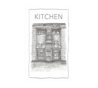 ROCK THE HOME Kitchen Design Tea Towel - White, Absorbent, Thick, Ethically Sourced, Half Panama Cotton Washable, Printed in the UK, Water-Based Inks Mixed by Hand, Hemmed on All 4 Sides