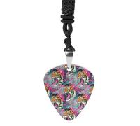 Rock Tiger Head Graffiti Guitar Pick Pendant Necklace for Acoustic Electric Bass Players Guitar Accessories Guitarist Gifts