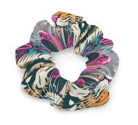 Rock Tiger Head Graffiti Hair Scrunchies for Women Elastic Hair Bands Soft Hair Ties for Styling Gift Christmas Valentine's Day