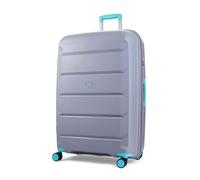 Rock Tulum Large 105/116L Expandable Hard Shell Suitcase - Grey/Aqua | Lightweight & Durable - Telescopic Handle - Impact-Resistant - 8 Smooth Wheels - TSA Lock - 78x51x31/34cm - 5.0kg Weight
