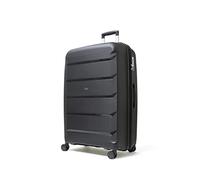 Rock Tulum Large Expandable Hard Shell Hold Suitcase in Black - Lightweight & Durable, 360 Swivel Wheels, Telescopic Handle, Impact-Resistant & TSA Combination Lock - 78x51x34cm 5KG