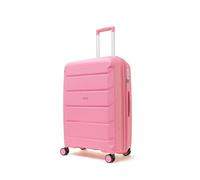 Rock Tulum Medium Expandable Hard Shell Hold Suitcase in Bubblegum Pink - Lightweight & Durable, 360 Swivel Wheels, Telescopic Handle, Impact-Resistant & TSA Combination Lock - 66x46x30cm 4.2KG