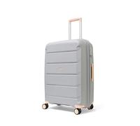 Rock Tulum Medium Expandable Hard Shell Hold Suitcase in Grey - Lightweight & Durable, 360 Swivel Wheels, Telescopic Handle, Impact-Resistant & TSA Combination Lock - 66x46x30cm 4.2KG