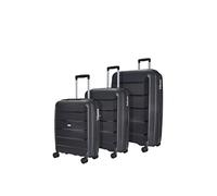 Rock Tulum Set of 3 Expandable Hard Shell Suitcases in Black - Lightweight & Durable, 360 Swivel Wheels, Telescopic Handle, Impact-Resistant & TSA Combination Lock - Small, Medium & Large