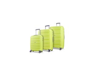 Rock Tulum Set of 3 Expandable Hard Shell Suitcases - Lime Green | Small, Medium & Large - Lightweight & Durable - Telescopic Handle - Impact-Resistant - 8 Smooth Wheels - TSA Lock - 12.2kg