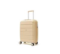 Rock Tulum Small 36/45L Expandable Hard Shell Suitcase - Beige | Lightweight & Durable - Telescopic Handle - Impact-Resistant - 8 Smooth Wheels - TSA Lock - 55x40x22/25cm - 3.0kg Weight