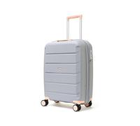 Rock Tulum Small 36/45L Expandable Hard Shell Suitcase - Grey | Lightweight & Durable - Telescopic Handle - Impact-Resistant - 8 Smooth Wheels - TSA Lock - 55x40x22/25cm - 3.0kg Weight