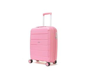 Rock Tulum Small Expandable Hard Shell Cabin Suitcase in Bubblegum Pink - Lightweight & Durable, 360 Swivel Wheels, Telescopic Handle, Impact-Resistant & TSA Combination Lock - 55x40x25cm 3KG
