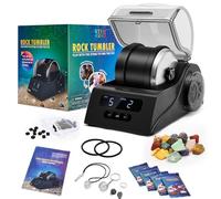 Rock Tumbler Kit Adults - Rock Polisher Tumbler with Noise Reduction Cover, Speed&Timer Control, Includes 4 Polishing Grits, Rough Gemstones, Learning Guide etc.(Black)
