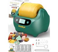 Rock Tumbler Kit, Rock Polisher with Digital 9-Day Timer, Complete Rock Polishing Kit, Dual Layer Tumbler Noise Reduction Design, Grinder Includes Rock Tumbler and Rock Polisher Grit (Green)