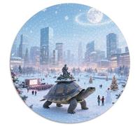 Rock Turtle Carrying City 1000 Pieces Jigsaw Puzzle 12 Years And Up Round Jigsaw Puzzles Unique Challenge Family Game Stress Reliever Expert Skill Level 1000pcs (67.5x67.5cm)