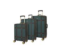 Rock Vintage Hard Shell Suitcase Set of 3 - Emerald Green | Set Includes S, M & L Cases - Nostalgic Design, Dual 360 Swivel Wheels - TSA Lock - Lightweight Build - Impact Resistant