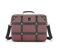 Rock Vintage Hard Shell Travel Vanity Case in Burgundy - 1.3kg | Cabin Approved - Removable Shoulder Strap, Suitcase Handle Strap, Lockable Zips - Durable Hard Shell - 29.5 x 37 x 19cm