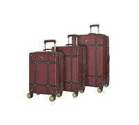 Rock Vintage Hardshell 3 Piece Luggage Set Burgundy