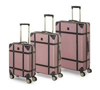 Rock Vintage Hardshell 3 Piece Luggage Set Pink