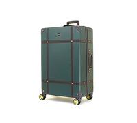 Rock Vintage Large 88L Hard Shell Suitcase - Emerald Green | Nostalgic Vintage Design - Dual 360 Swivel Wheels, TSA Lock - Lightweight 4.6kg - Large 78 x 47 x 30cm - Tough Impact Shell