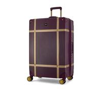 Rock Vintage Large 88L Hard Shell Suitcase - Fig & Gold | Nostalgic Vintage Design - Dual 360 Swivel Wheels, TSA Lock - Lightweight 4.6kg - Large 78 x 47 x 30cm - Tough Impact Shell