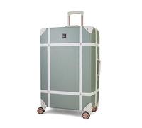 Rock Vintage Large 88L Hard Shell Suitcase - Sage Green | Nostalgic Vintage Design - Dual 360 Swivel Wheels, TSA Lock - Lightweight 4.6kg - Large 78 x 47 x 30cm - Tough Impact Shell