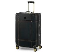 Rock Vintage Large Hard Shell Hold Suitcase in Black - Nostalgic Design, Dual 360 Swivel-Wheels, Telescopic Handle, Impact-Resistant Material & TSA Combination Lock - 78 x 47 x 30cm 4.6KG