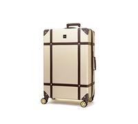 Rock Vintage Large Hard Shell Hold Suitcase in Gold - Nostalgic Design, Dual 360 Swivel-Wheels, Telescopic Handle, Impact-Resistant Material & TSA Combination Lock - 78 x 47 x 30cm 4.6KG