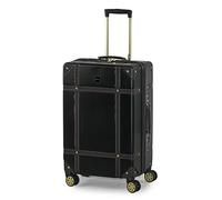Rock Vintage Medium 57L Hard Shell Suitcase - Black | Nostalgic Vintage Design - Dual 360 Swivel Wheels, TSA Lock - Lightweight 4.1kg - Medium 67 x 41 x 26cm - Tough Shell