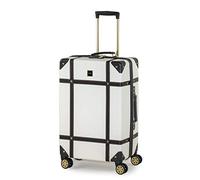 Rock Vintage Medium 57L Hard Shell Suitcase - Cream | Nostalgic Vintage Design - Dual 360 Swivel Wheels, TSA Lock - Lightweight 4.1kg - Medium 67 x 41 x 26cm - Tough Shell