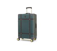Rock Vintage Medium 57L Hard Shell Suitcase - Emerald Green | Nostalgic Vintage Design - Dual 360 Swivel Wheels, TSA Lock - Lightweight 4.1kg - Medium 67 x 41 x 26cm - Tough Shell