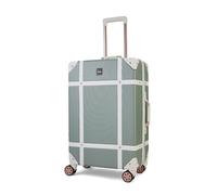 Rock Vintage Medium 57L Hard Shell Suitcase - Sage Green | Nostalgic Vintage Design - Dual 360 Swivel Wheels, TSA Lock - Lightweight 4.1kg - Medium 67 x 41 x 26cm - Tough Shell