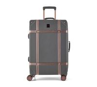 Rock Vintage Medium Hard Shell Hold Suitcase in Charcoal with Rose Gold - Dual 360 Swivel-Wheels, Telescopic Handle, Impact-Resistant Material & TSA Combination Lock - 67 x 41 x 26 cm 4.1KG