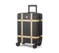 Rock Vintage Small Hard Shell Cabin Suitcase in Black/Gold - Nostalgic Design, Dual 360 Swivel-Wheels, Telescopic Handle, Impact-Resistant Material & TSA Combination Lock - 54 x 35 x 22.5 cm 3.2KG