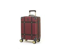Rock Vintage Small Hard Shell Cabin Suitcase in Burgundy - Nostalgic Design, Dual 360 Swivel-Wheels, Telescopic Handle, Impact-Resistant Material & TSA Combination Lock - 54 x 35 x 22.5 cm 3.2KG