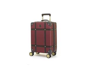 Rock Vintage Small 32L Hard Shell Suitcase - Burgundy | Nostalgic Vintage Design - Dual 360 Swivel Wheels, TSA Lock - Lightweight 3.2kg - 54 x 35 x 22.5cm - Tough Impact Shell