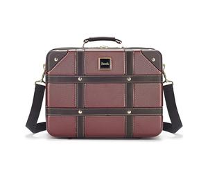 Rock Vintage Vanity Hard Shell Vanity Case in Burgundy - Hand Luggage Approved, Removable Shoulder & Suitcase Handle Strap, Lockable Zips - 29.5 x 37 x19cm 1.3KG