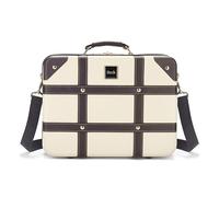 Rock Vintage Vanity Hard Shell Vanity Case in Cream - Hand Luggage Approved, Removable Shoulder & Suitcase Handle Strap, Lockable Zips - 29.5 x 37 x19cm 1.3KG