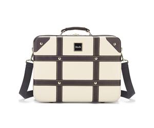 Rock Vintage Vanity Hard Shell Vanity Case in Cream - Hand Luggage Approved, Removable Shoulder & Suitcase Handle Strap, Lockable Zips - 29.5 x 37 x19cm 1.3KG