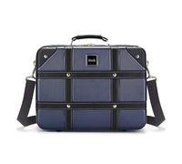 Rock Vintage Vanity Hard Shell Vanity Case in Navy - Hand Luggage Approved, Removable Shoulder & Suitcase Handle Strap, Lockable Zips - 29.5×37×19cm 1.3KG