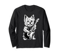 Rock Yorkie Playing Guitar Funny Yorkshire Terrier Dog Lover Long Sleeve T-Shirt