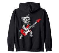 Rock Yorkie Playing Guitar Funny Yorkshire Terrier Dog Lover Zip Hoodie