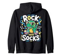 Rock Your Socks Down Syndrome Awareness Day Dinosaur Boys Zip Hoodie