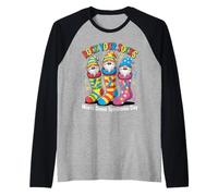 Rock Your Socks Down Syndrome Awareness Day Funny Gnome Raglan Baseball Tee