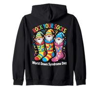 Rock Your Socks Down Syndrome Awareness Day Funny Gnome Zip Hoodie